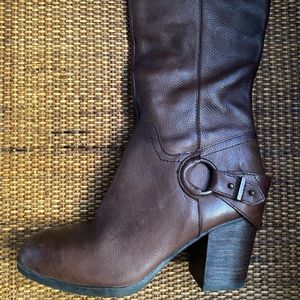 Brown leather boots